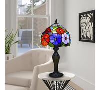 TIFFORA Tiffany Style Lamp, Stained GlassTable Lamp, Handcrafted Bedside Light Desk Light, 10 Inch Lamp Shades - Multicolor (TFT(L)-1009)