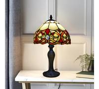 TIFFORA Tiffany Style Lamp, Stained GlassTable Lamp, Handcrafted Bedside Light Desk Light, 10 Inch Lamp Shades - Multicolor (TFT(L)-1050)