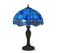 TIFFORA Tiffany Style Table Lamp, 16 Inch Table Lamp, Handcrafted Stained Glass Shade Multicolor