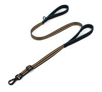 Tiffpaws Double Handle Dog Leash for Large Dogs, Heavy Duty Adjustable Leash with Soft Padded Handles, Traffic Control Training Lead for Walking, Running (Blue & Orange Stripe, 4 ft)