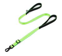 Tiffpaws Double Handle Dog Leash for Large Dogs, Heavy Duty Adjustable Leash with Soft Padded Handles, Traffic Control Training Lead for Walking, Running (Green & Yellow Stripe, 6 ft)