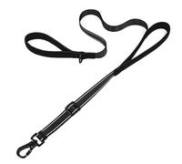 Tiffpaws Reflective Double Handle Dog Leash for Large Dogs, Heavy Duty Adjustable Leash with Soft Padded Handles, Traffic Control Training Lead for Walking, Running (Black, L)