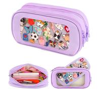 TIFFYONEK Pencil Pouch Cute Pin Display Ita Bag Pen Case Organizer For Teen Girls Womens Portable College Office Marker Pen Case Back To School Essentials, Light Purple, No Pins