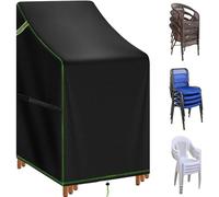 TIFILE Garden Chair Covers Waterproof, 420D Oxford High Back Patio Stacking Chair Protection, Outdoor Stackable Chairs Cover with Drawstring, 71x91x80/120cm