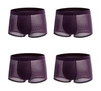 TIFIY 4 Pairs Mens Boxers Bamboo Anti Chafing Soft Comfortable Briefs Summer Shorts Multipack Lightweight Skin-Friendly Stretchy Moisture Wicking Breathable Comfy Fit(4PCS Red, L)