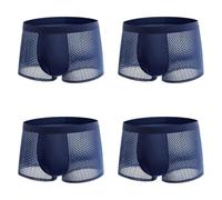 TIFIY 4 Pairs Mens Boxers Bamboo Anti Chafing Soft Comfortable Briefs Summer Shorts Multipack Lightweight Skin-Friendly Stretchy Moisture Wicking Breathable Comfy Fit(4PCS Blue, XXXXL)