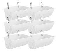 Tiflev Goat Feeders Hanging 6 Pack 3.5 Quart, Chicken Waterer Feeder Trough for Poultry Livestock White