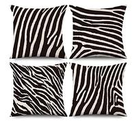 Tifnuer Cushion Covers Set of 4, Leopard Zebra Pillow Cover Cushion Case, 60x60cm Linen Throw Pillowcase for Sofa Chair Bed Home Decoration, Outdoor Cushions Waterproof 24x24in
