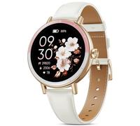 TIFOZEN Smart Watch for Women, 1.27'' HD Display Ladies Round Fitness Watch with Heart Rate/Sleep/SpO2/Menstrual Cycle Monitor, 100+ Sport Mode, IP68 Waterproof for Android iOS, Pearl White/Gold