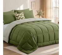 Tifschlaf Coverless Duvet King Size 10.5 Tog - Reversible Kingsize Duvet for All Seasons, Luxury Hotel Quality Quilt Washable, Cosy & Warm Comforter 230x220cm, Olive Green and Beige