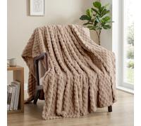 Tifschlaf Fleece Fluffy Throw Blanket - Camel King Size Bed Throw for Sofa, Soft & Cosy Large Blanket for Couch, Taupe 200 x 240 cm