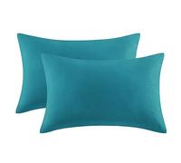 Tifschlaf Pillow Cases 2 Pack - Teal Pillowcases Plain Pack of 2, Super Soft Brushed Microfiber Standard Queen Pillow Covers With Envelope Closure, 50x75 cm