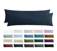 Tifschlaf Side Sleeper Pillow Cover 40 x 145 cm - Pillowcase 40 x 145 cm Side Sleeper Pillowcase Set of 2 Dark Blue with Soft Microfibre Zip, 145 x 40 cm, Blue Pillow Case