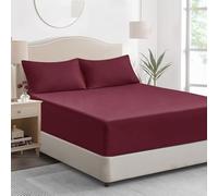 Tifschlaf Super King Fitted Sheet Deep Fit - Burgundy Superking Size Bed Sheet Extra Deep Pocket 16 inch (40 cm), Soft Brushed Microfiber Mattress Bottom Bedding Sheet Red, 183x200cm