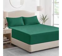 Tifschlaf Super King Fitted Sheet Deep Fit - Dark Green Superking Size Bed Sheet Extra Deep Pocket 16 inch (40 cm), Soft Brushed Microfiber Mattress Bottom Bedding Sheet, 183x200cm