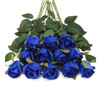 Tifuly 12Pcs Navy Blue Fake Silk Rose 20inch Artificial Roses with Stem | Faux Single Long Stem Roses Navy Blue Wedding Rose Flowers Arrangement for Party Holiday Festival Decoration Home Decor