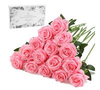 Tifuly 16Pcs Artificial Pink Roses Flowers 20inch Long Stem Gift Box Packed