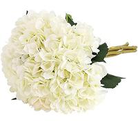 Tifuly 5Pcs Artificial White Hydrangea Fake Silk Flowers 18.5inch Long Stem | Realistic Fake Hydrangea Flowers With Bendable Long Stems for Wedding Home Party Floral Arrangement DIY Craft Flowers Decor