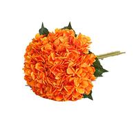 Tifuly Artificial Hydrangea Flowers,5Pcs Orange 18.5inches Single Long Stem | Fake Realistic Silk Hydrangea Flower, 6.6 Inch Flower Head for Fall Harvest Season Floral Arrangement Home Festival Decor