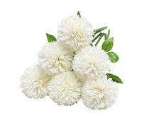 Tifuly Artificial Hydrangea Flowers, 6 Pcs Silk Chrysanthemum Small Ball Flowers for Home Garden Party Office Decoration Bridal Wedding Bouquets Floral Arrangement(White)