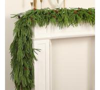 Tifuly Norfolk Pine Garland,6.2 FT Artificial Christmas Greenery With Pine Cones Berries,Real Touch Christmas Garland,Xmas Wreath for Holiday Fireplace Stairs Window Indoor Outdoor Decor