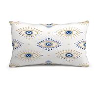 TifyDon Rectangular Throw Pillow Cover,Evil Eye Pattern Cushion Case,Pillowcase for Abstract Beautiful Ornament Traditional Trendy Blue Sofa Couch Bedroom Living Room Home Decoration,12x20 Inch