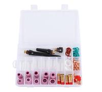 TIG Welding Accessory Kit Premium Copper Ceramic Glass Cup Connector Electrode Clamp PTFE Front Cover Set for WP17 WP18 WP26 Welding Gun 55Pcs