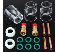 TIG Welding Kit, 23Pcs for Stubby Gas Lens #10 Cup Set for WP-17/18/26 Torch, Copper & Glass Accessories for Stainless Steel Aluminum
