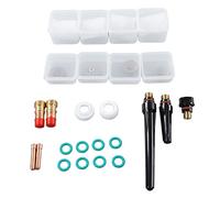 Tig Welding Torch Accessories Kit, 25Pcs Glass Cup Collet Body Gas Lens O Ring Back Cap Set for WP17 - Durable Replacement Parts, Compatible with Air & Water Cooled Torches, Idea