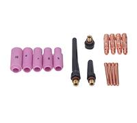 TIG Welding Torch Accessories Kit Plasma Cutter Torch Consumables Complete Set with Collets Collet Bodies Back Cups Ceramic Nozzles for WP 17 18 26 Series Torches Copper Ceramic