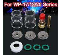 TIG Welding Torch Gas Lens Kit with 3/32" Cup, 2.4mm Collet & Silicone Insulation Cover for WP-17, WP-18, and WP-26 Torches - Includes Glass Covers, Screens, Clamp, Electrode, Sealing Rings
