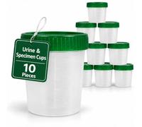 TIGA-MED Urine Sample Cups 125 ml - Pack of 10, Leakproof Screw Lid, Graduated up to 100 ml / 4oz, Writable Label Area - Medical & Laboratory Sample Containers