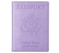 TIGARI Passport Wallets Passport Covers, Passport and Vaccine Card Holder Combo, Leather Passport Case Protector with Waterproof Vaccine Card Slot, Violet blue+transparent