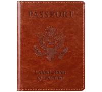 TIGARI Passport Wallets Passport Covers, Passport and Vaccine Card Holder Combo, Leather Passport Case Protector with Waterproof Vaccine Card Slot, Brown+transparent
