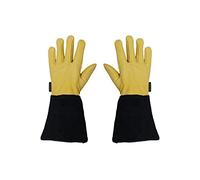 TIGEAR Gardening Cowhide Leather Garden Safety Work Protection Gloves Pruning Thorn & Cut Proof Forearm Long Sleeve Gauntlet with Reinforced Palms and Fingertips