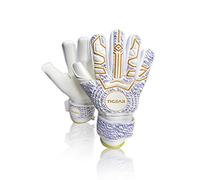 TIGEAR Spark Series Kids Goalkeeper Gloves with Durable German Latex, Shock Absorption Padding & Removable Finger Sticks for Safety (Gold, 6)