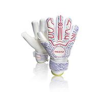 TIGEAR Spark Series Kids Goalkeeper Gloves with Durable German Latex, Shock Absorption Padding & Removable Finger Sticks for Safety (Red, 5)