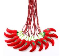 Tigeen 12 Pcs Chili Pepper Beaded Necklaces Chili Pepper Party Favor Fiesta Cinco De Mayo Beaded Necklaces for Mexico Cinco De Mayo Fiesta Mardi Gras Party Decor, Plush