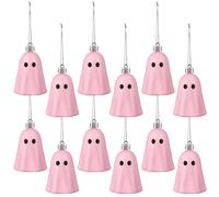 Tigeen 12 Pcs Halloween Hanging Ornaments Cute Ghost Decoration Halloween Tree Decoration Plastic Decorative Mini Ghost Ornaments for Christmas Home Tree Party Supplies (Pink)