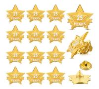 Tigeen 12 Pcs Housekeeping Week Service Reward Pins Star Enamel Pins Year of Service Award Lapel Pin for Long Standing Employees Volunteers Couples Anniversary(25 Years)