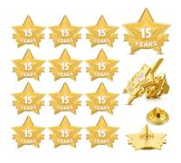 Tigeen 12 Pcs Housekeeping Week Service Reward Pins Star Enamel Pins Year of Service Award Lapel Pin for Long Standing Employees Volunteers Couples Anniversary(15 Years)