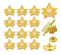 Tigeen 12 Pcs Year Service Reward Pins Star Enamel Pins Years of Service Award Lapel Pin for Long Standing Employees Volunteers Couples Anniversary(10 Years)