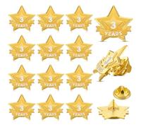 Tigeen 12 Pcs Year Service Reward Pins Star Enamel Pins Years of Service Award Lapel Pin for Long Standing Employees Volunteers Couples Anniversary(3 Years)