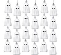 Tigeen 24 Pcs Halloween Tree Ornaments Cute Ghost Tree Decorations White Plastic Halloween Hanging Decoration Decorative Mini Ghost for Home Party Supplies