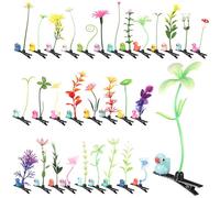 Tigeen 30 Pcs Sprout Clips Bean Sprout with Mini Resin Ducks Hair Clips Mixed Style Hair Accessories for Women Girl Party (Imitation Wood)