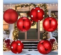 Tigeen 4 Pcs 5.91 Inch Large Red Christmas Ball Ornaments Extra Large Christmas Hanging Ornaments 150mm Glitter Winter Vintage Mercury Balls for Xmas Tree Party Decoration(Fresh Style)