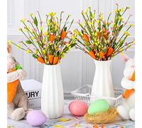 Tigeen 8 Pcs Artificial Easter Stems Easter Decorations Spring Colorful Berry Picks with Carrots Fake Picks Decor for Floral Arrangement Home Centerpiece Vase Windowsill Decor