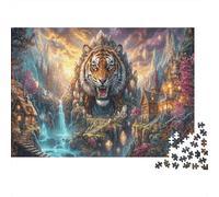 Tiger 1000 Pcs Recycled Cardboard Sunset Canyon Forest DIY Jigsaw Puzzle Sunset Canyon Forest Gift Cognitive Stimulation Group Activity Home Decor 52x38cm/1000pcs