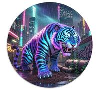 Tiger 1000 Piece Round Jigsaw Puzzle Creative Beast Animal Hard Challenging Games for Adults And Kids 1000pcs (67.5x67.5cm)