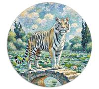 Tiger 1000 Piece Round Jigsaw Puzzle Creative Beast Animal Lmpossible Hard Dificult Challenging Games for Adults And Kids 1000pcs (67.5x67.5cm)